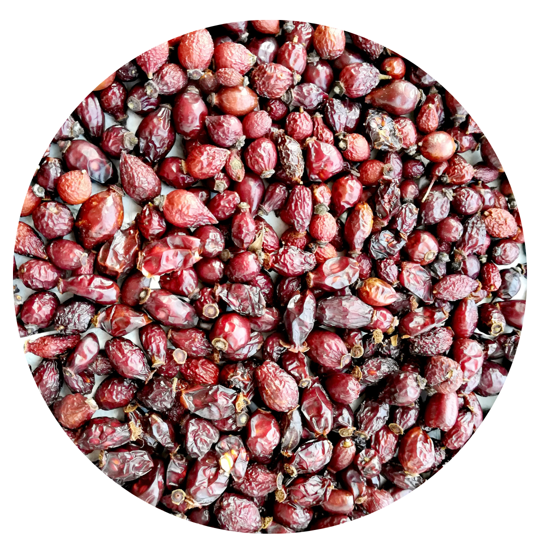 dried rosehip , one of the ingredients , loose leaf tea , made in australia